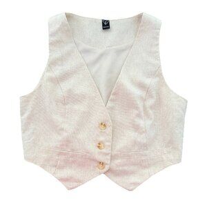 Windsor Linen Cotton Blend Vest Tan Beige Classic Womens Size XS